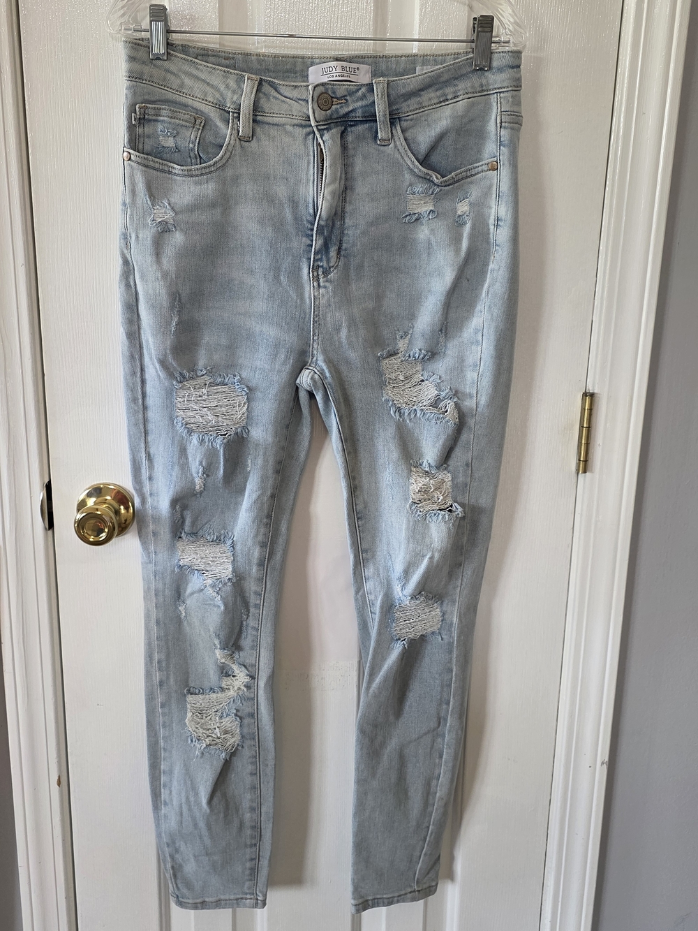 Judy Blue Light Blue Distressed Skinny Fit Jeans Size 13/31